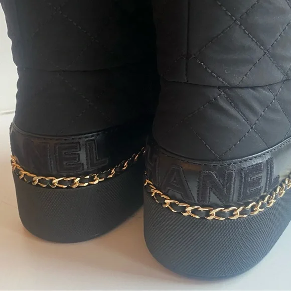 Authentic New CHANEL Logo Apres Ski Winter Boots - Size 36 - Picture 9 of 13